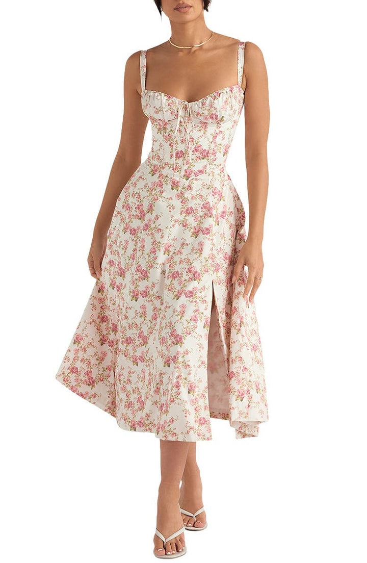 Xara - lange bloemen corset jurk