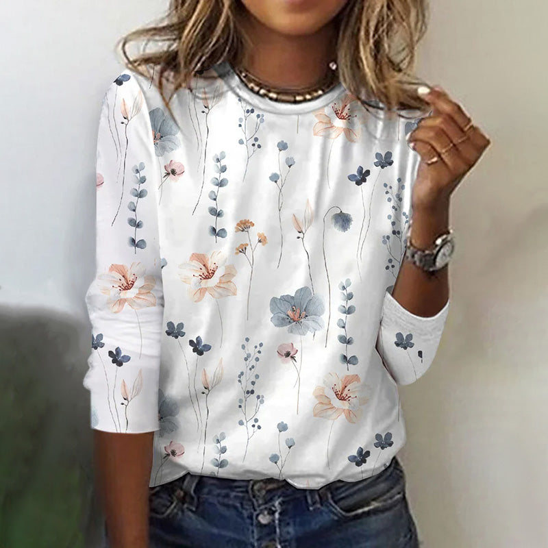 Emily - casual bloemenprint chique T-shirt
