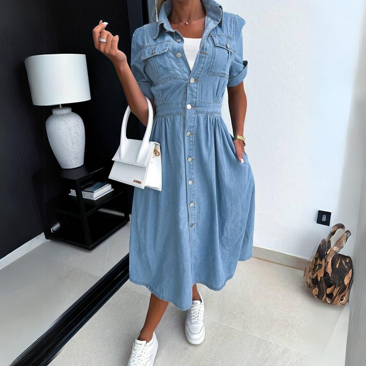 Macie - Stijlvolle Denim Midi-jurk