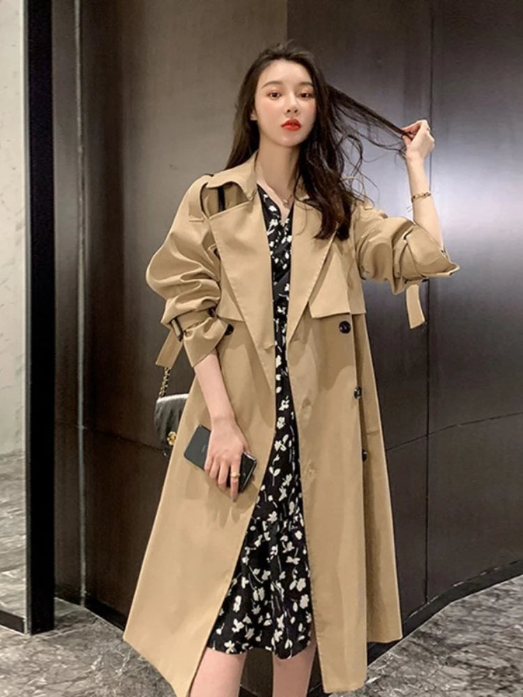 Yvette - elegante lange trenchcoat