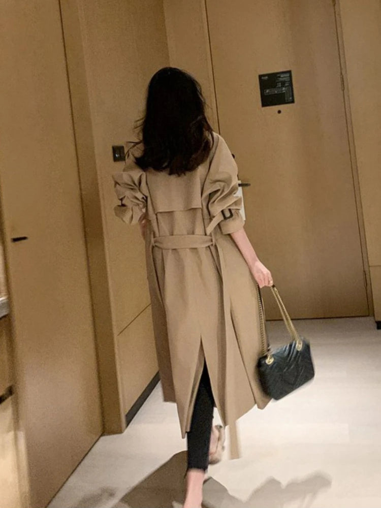 Yvette - elegante lange trenchcoat