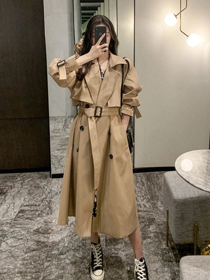 Yvette - elegante lange trenchcoat