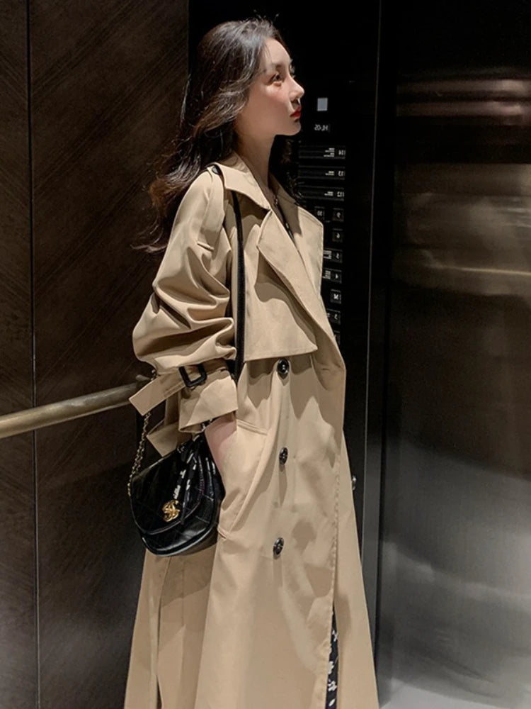 Yvette - elegante lange trenchcoat