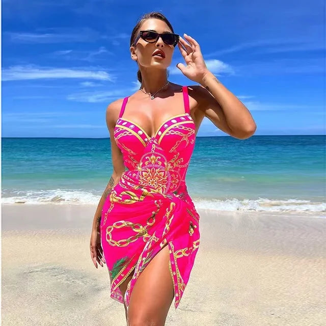 Michelle - elegante gedrukte bikiniset met cover-up