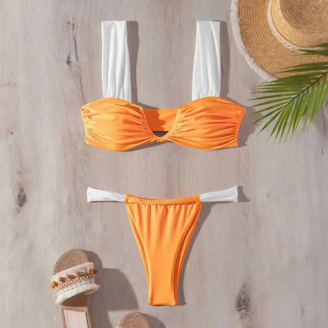 Mikaela - gerimpelde v-hals bikini set