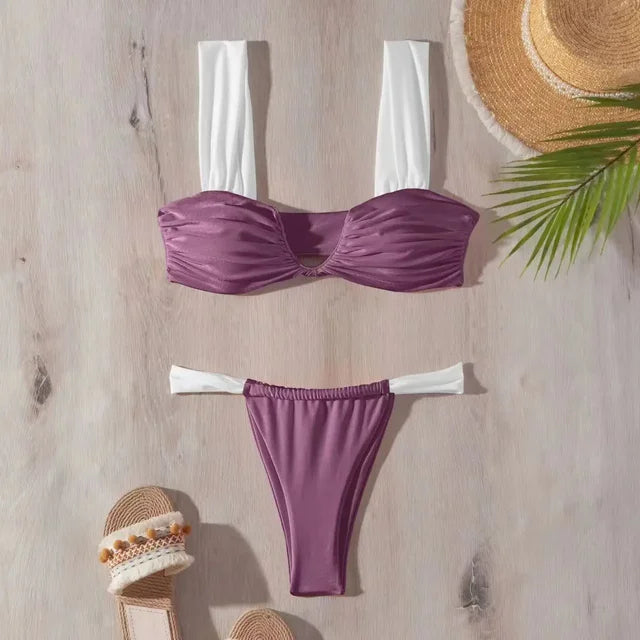 Mikaela - gerimpelde v-hals bikini set