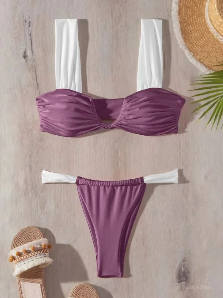 Mikaela - gerimpelde v-hals bikini set