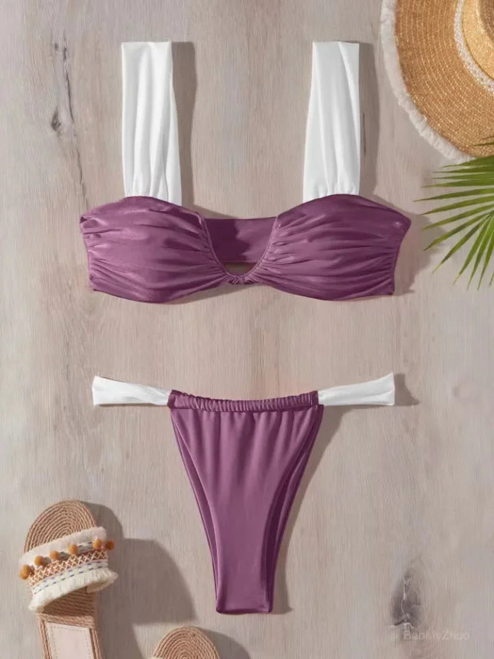 Mikaela - gerimpelde v-hals bikini set