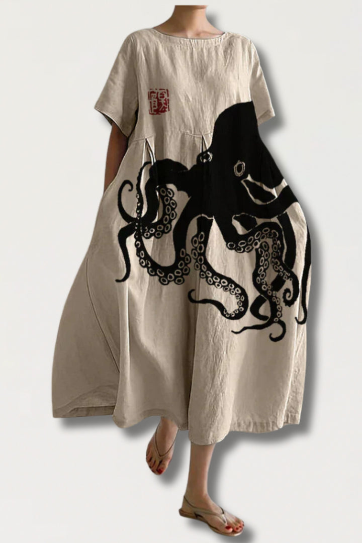 Amber - octopus print zomerjurk