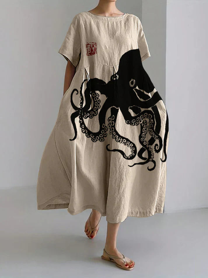 Amber - octopus print zomerjurk