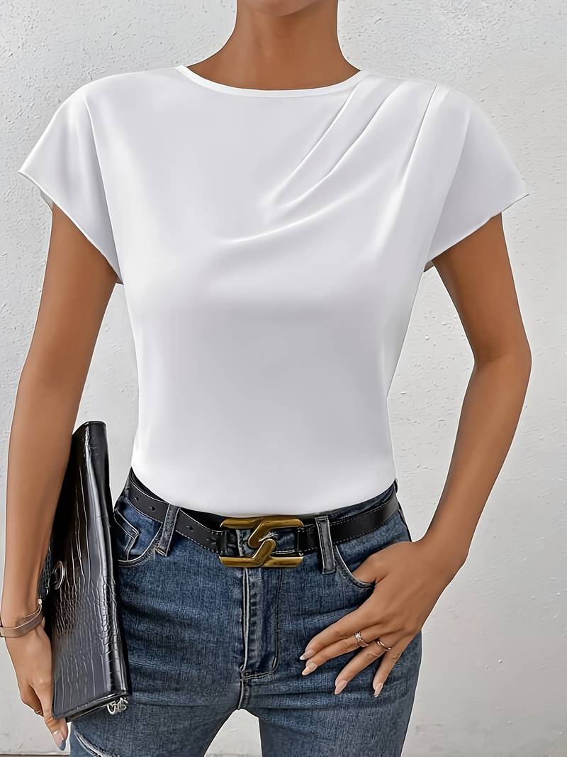Elle - elegant kort T-shirt met geplooide mouw