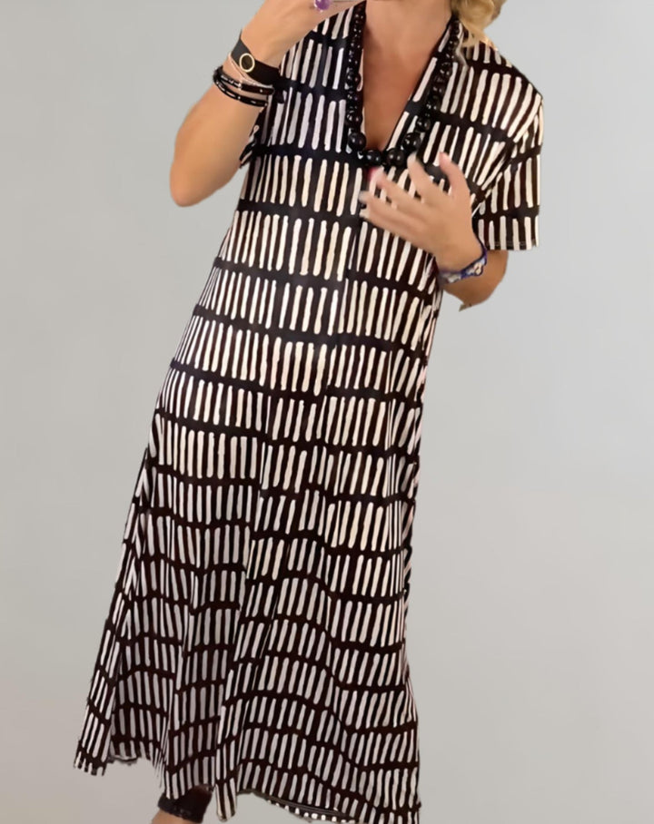 Sierra - Casual maxi-jurk met V-hals en print