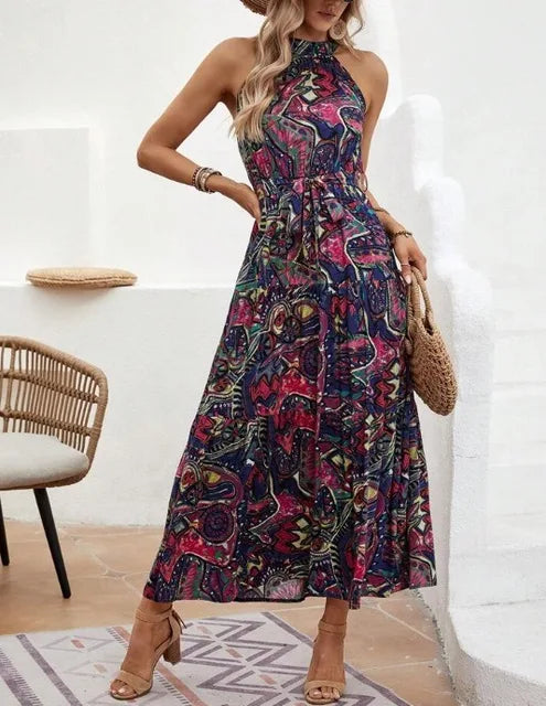 Reign - Retro Halternek Maxi Jurk