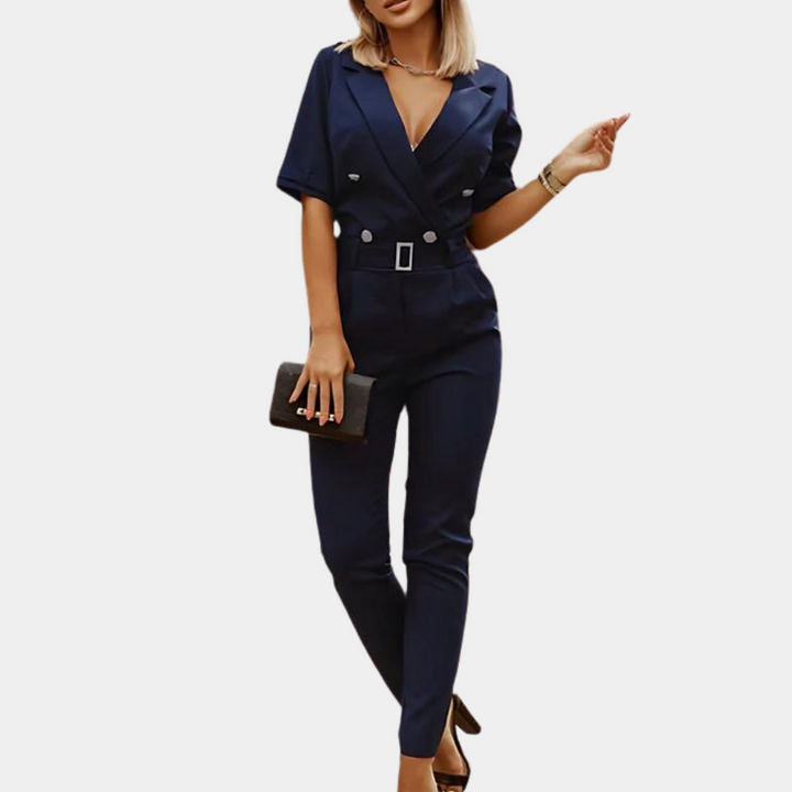 Kori - elegante jumpsuit met v-hals en riem