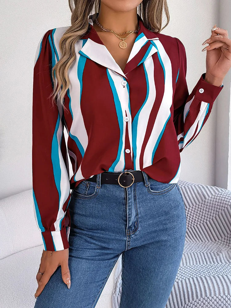 Amari - casual golfstreep blouse