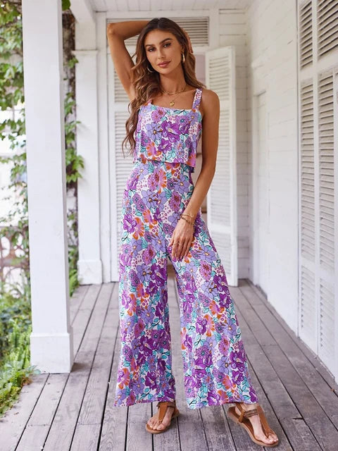 Queenie - Casual Mouwloze Bloemen Jumpsuit