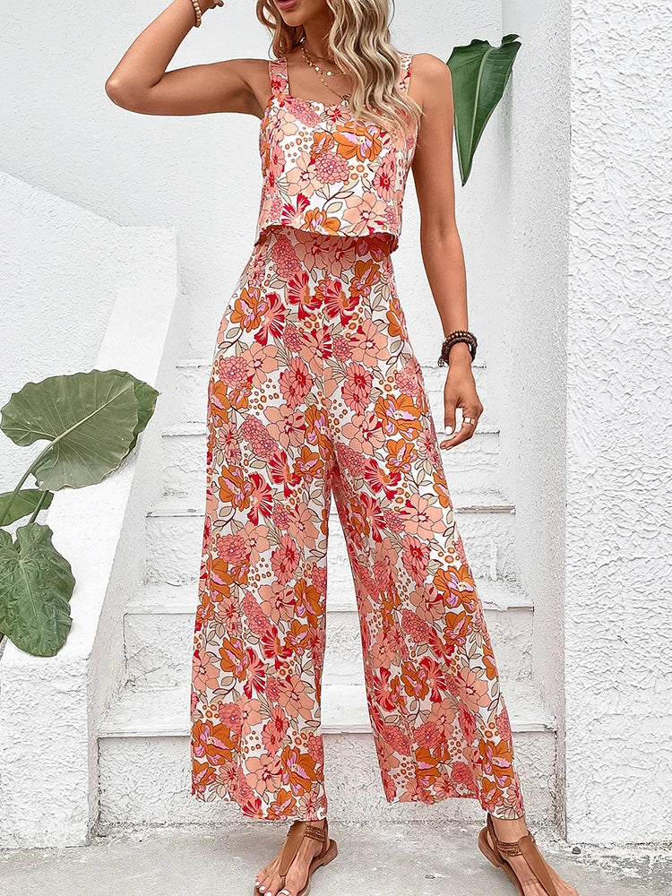 Queenie - Casual Mouwloze Bloemen Jumpsuit