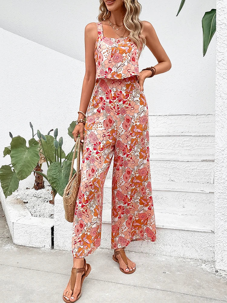 Queenie - Casual Mouwloze Bloemen Jumpsuit