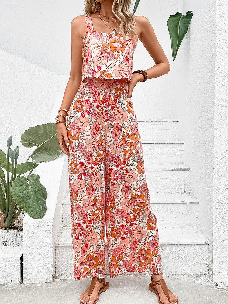 Queenie - Casual Mouwloze Bloemen Jumpsuit