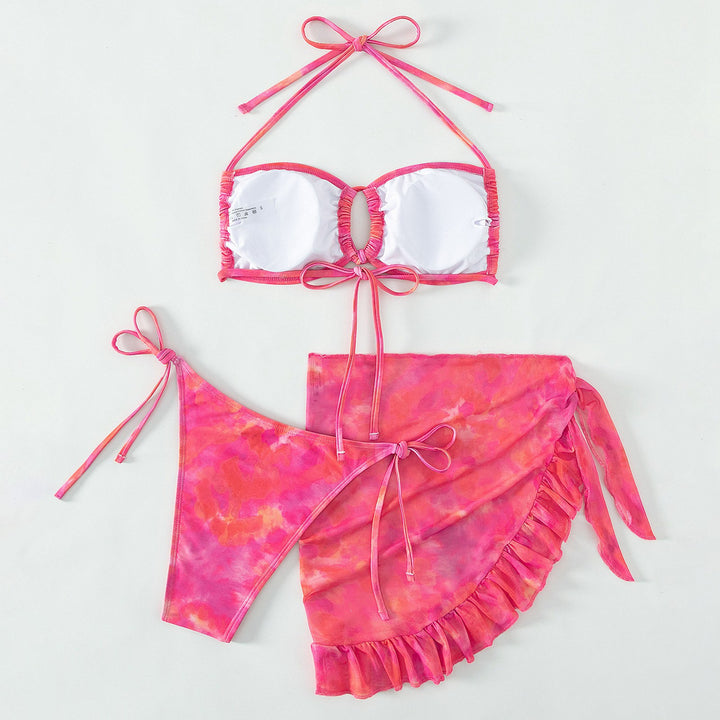 Nellie - tie dye halter bikini 3-delige set