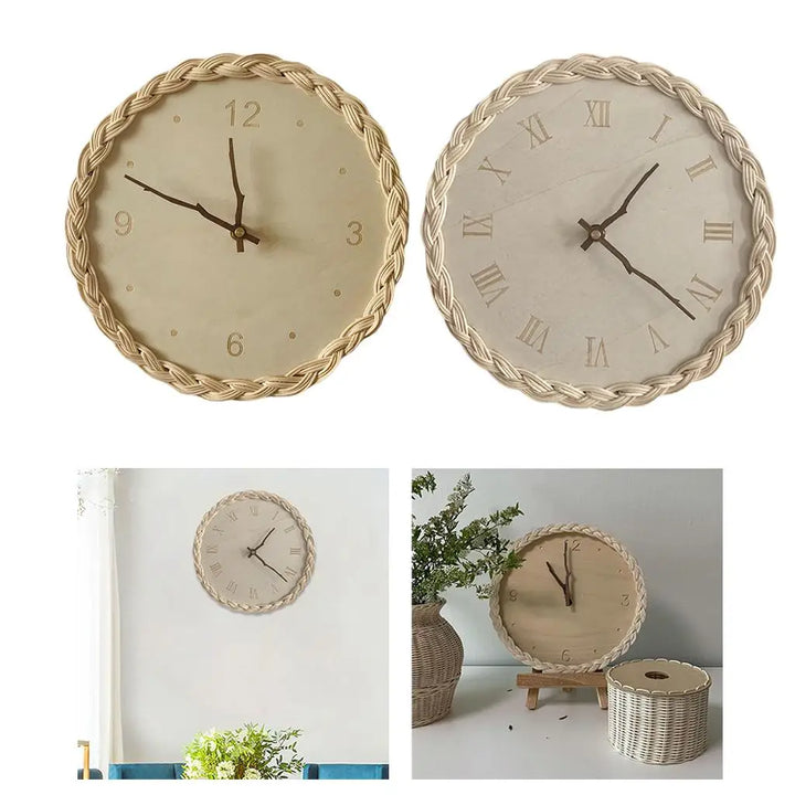 Boho Clock - decoratieve rotan wandklok