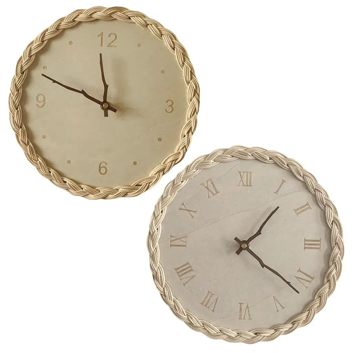 Boho Clock - decoratieve rotan wandklok