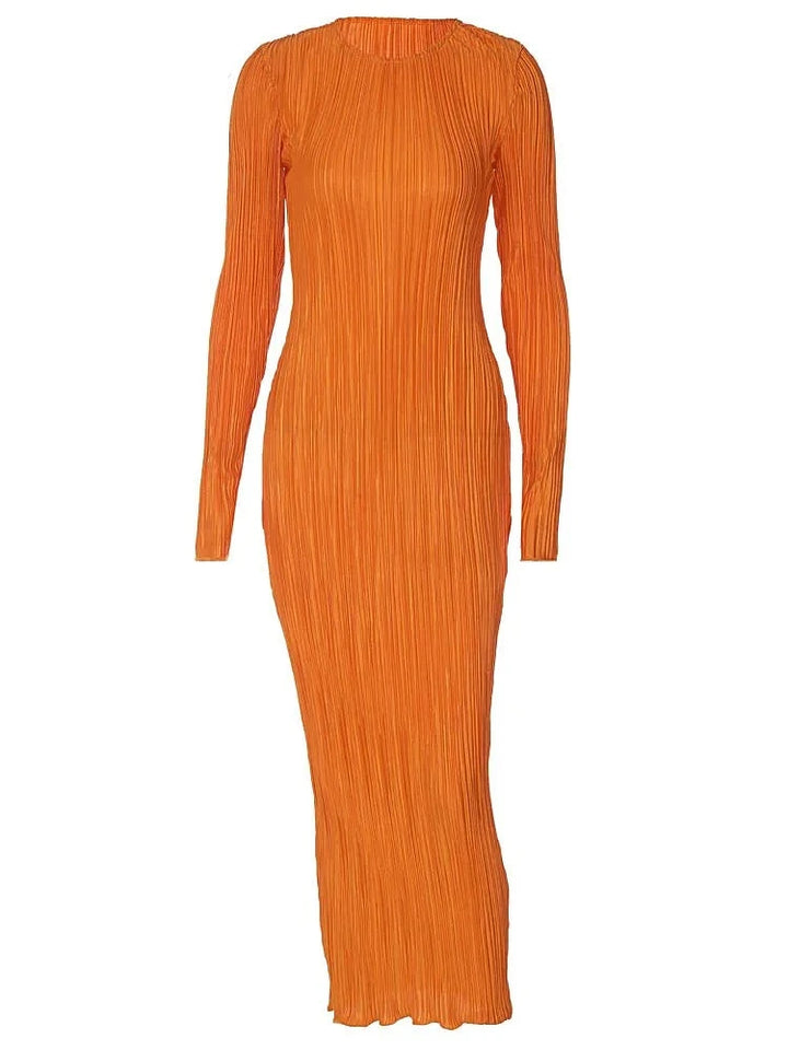 Aubree - oranje bodycon jurk met lange mouwen