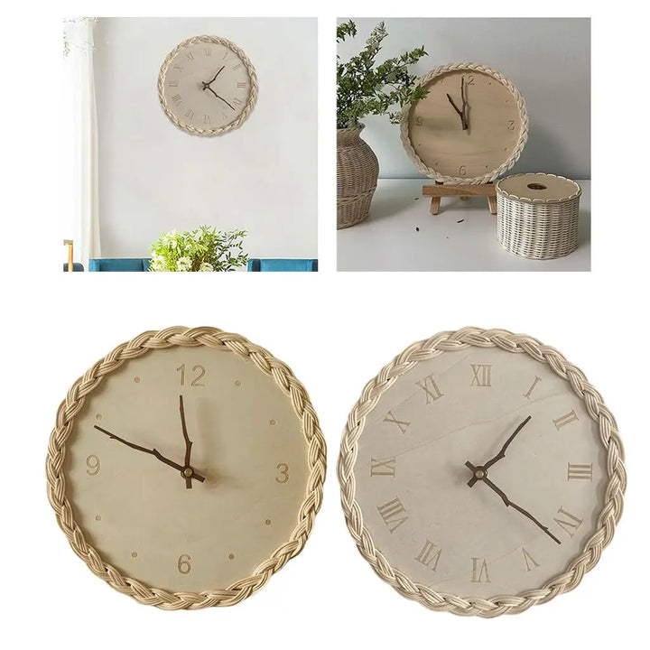 Boho Clock - decoratieve rotan wandklok