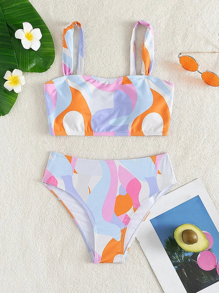 Nami - hoge taille bikini set met print