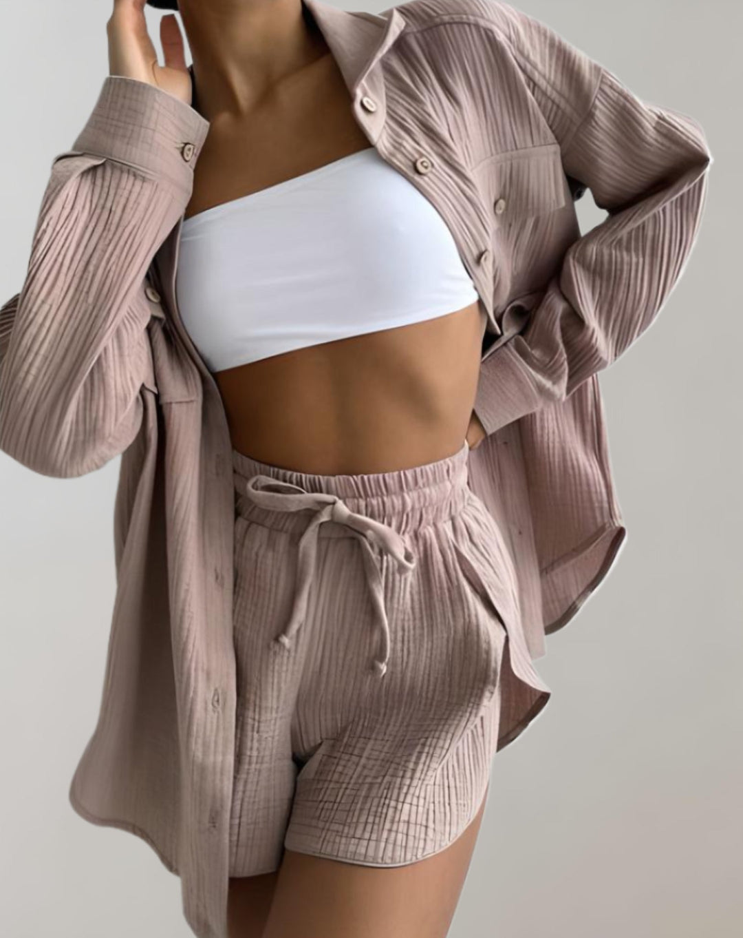 Tessa - Stijlvolle comfortabele chique set [blouse+korte broek]