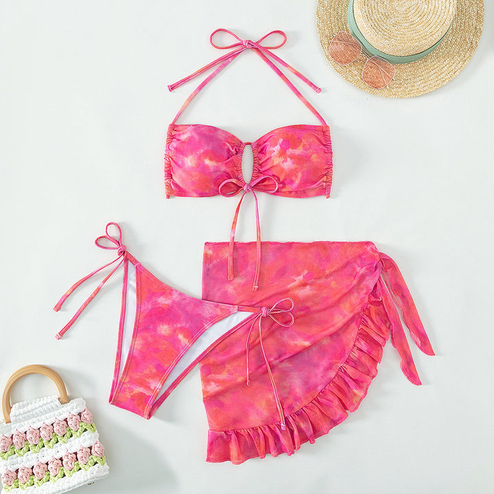 Nellie - tie dye halter bikini 3-delige set