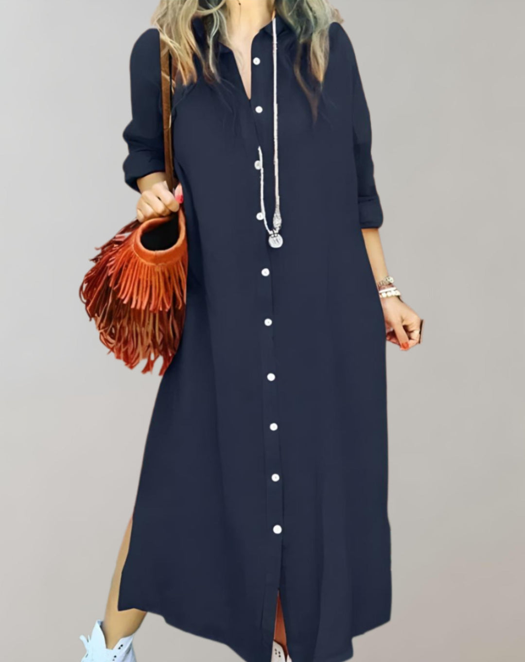 Tinsley - Stijlvolle oversized maxi-shirtjurk