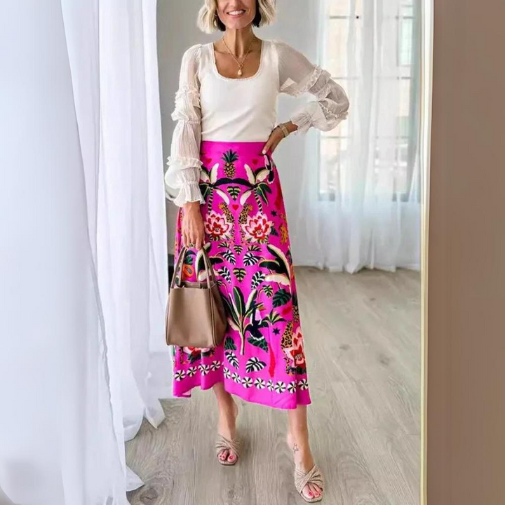 Tianna - elegante halflange rok met print