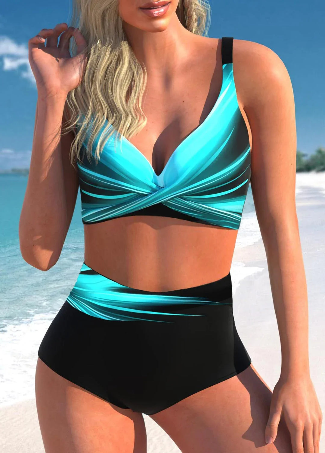 Queenie - hooggetailleerde elastische bikini set