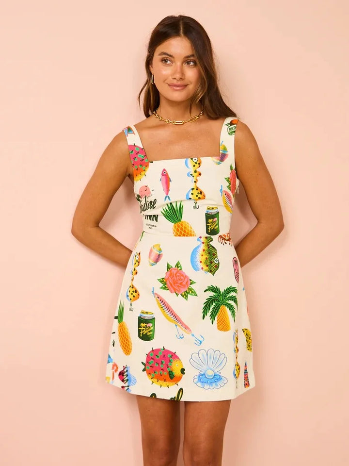 Summer - elegante mouwloze jurk met print