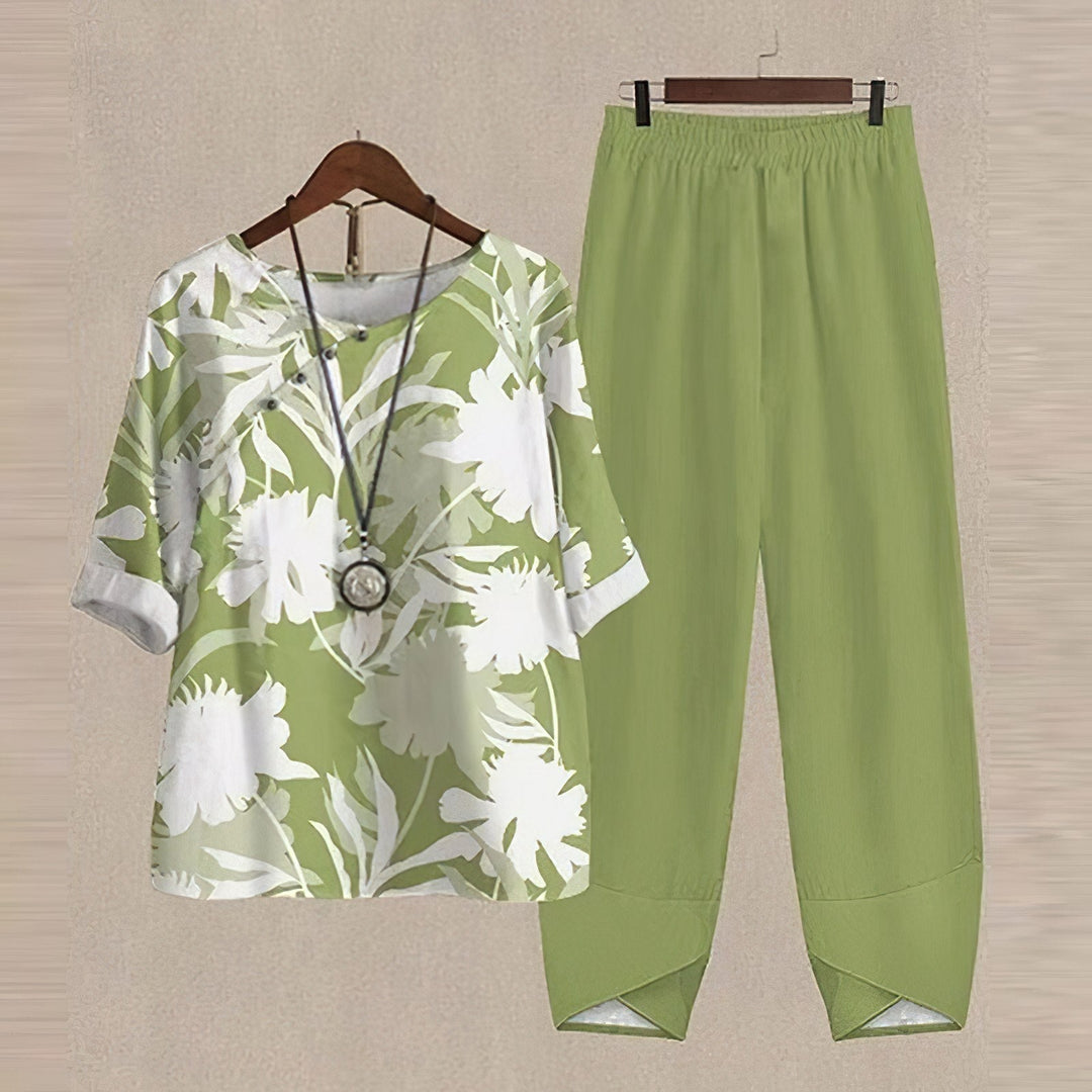 Breanna - stijlvolle linnen zomer set [top+broek]