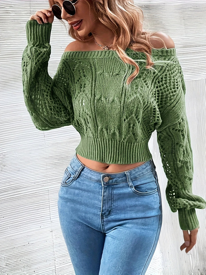 Romina - off-shoulder gebreide holle trui