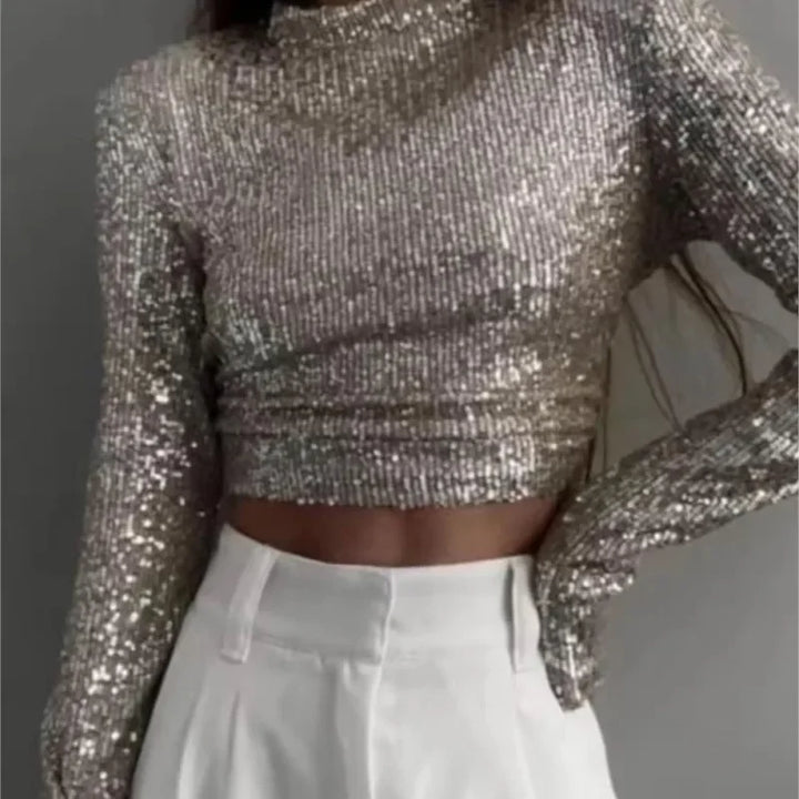 Rosalee - elegante cropped top met pailletten