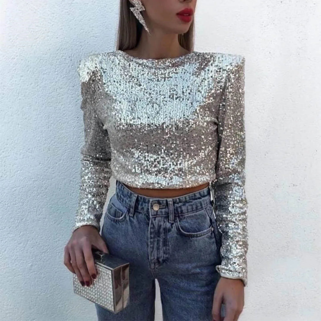 Melanie - sequin feesttop met glitter