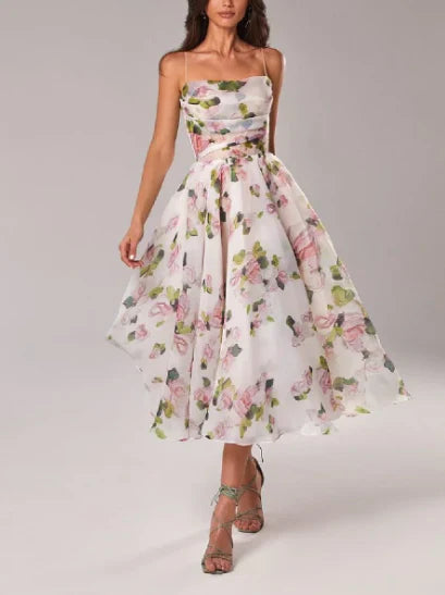 Analia - elegante bloemen midi jurk