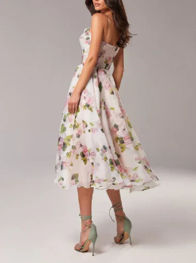 Analia - elegante bloemen midi jurk