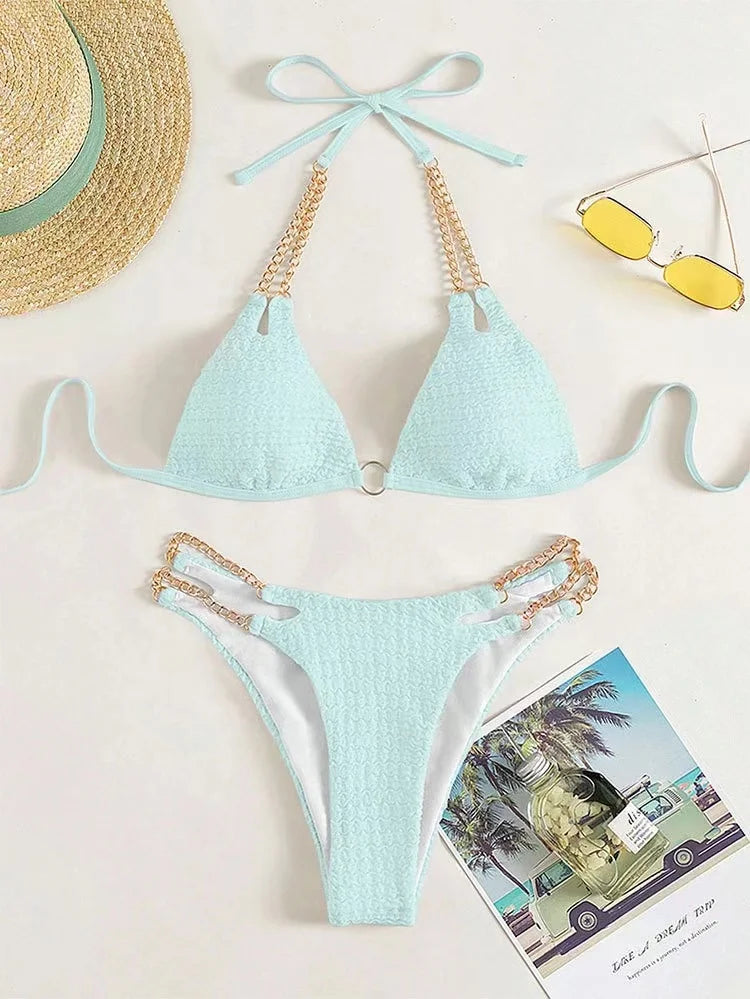 Princess - halter bikini set met metalen ketting