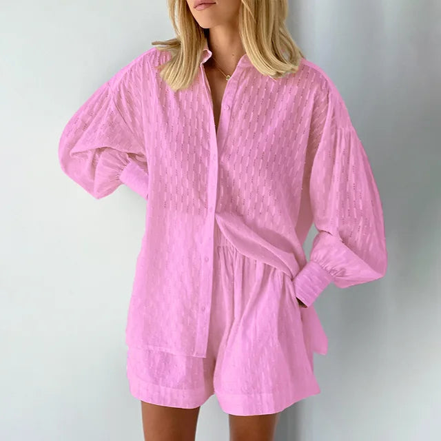 Kate - casual ademende chique set [blouse+shorts]