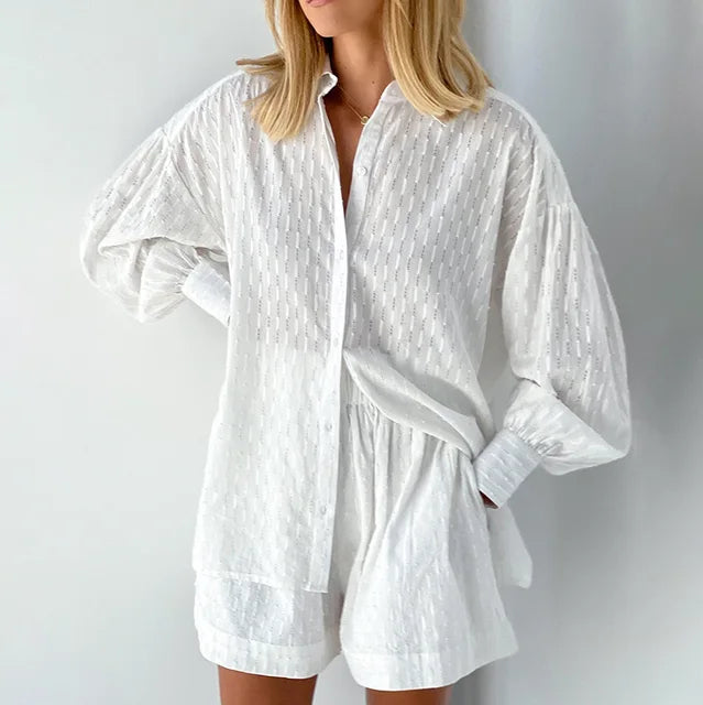 Kate - casual ademende chique set [blouse+shorts]