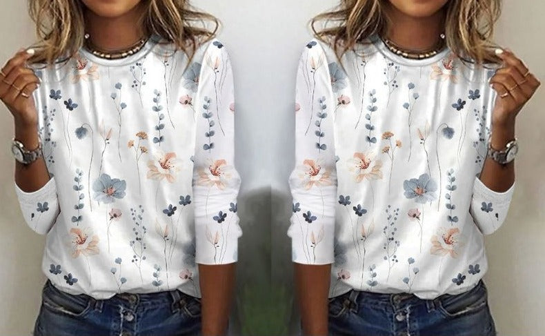 Emily - casual bloemenprint chique T-shirt