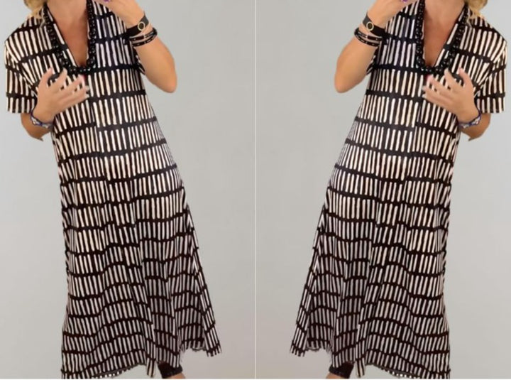 Sierra - Casual maxi-jurk met V-hals en print