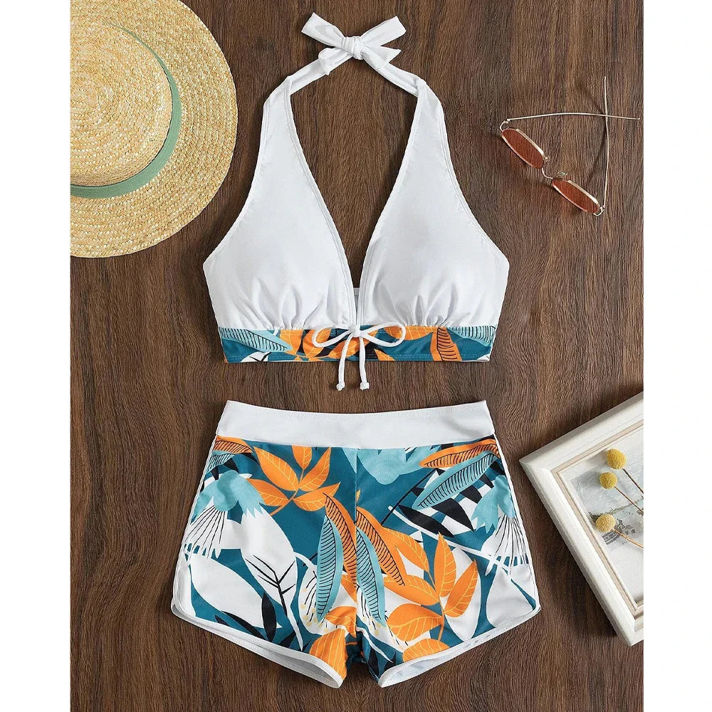 Rylie - halterneck bikini met push-up shorts