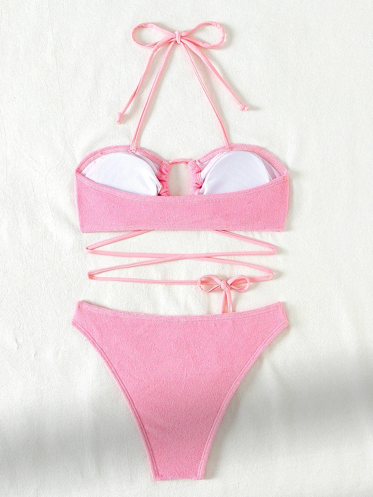 Madison - push-up bikini set met gekruiste bandjes