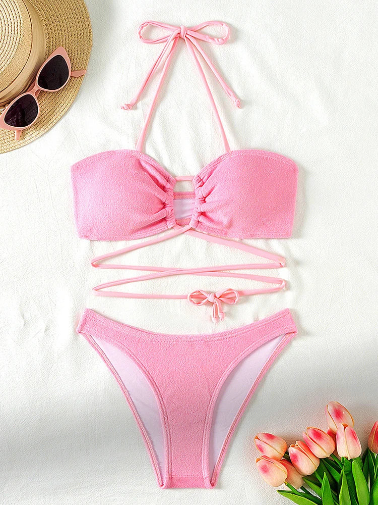 Madison - push-up bikini set met gekruiste bandjes