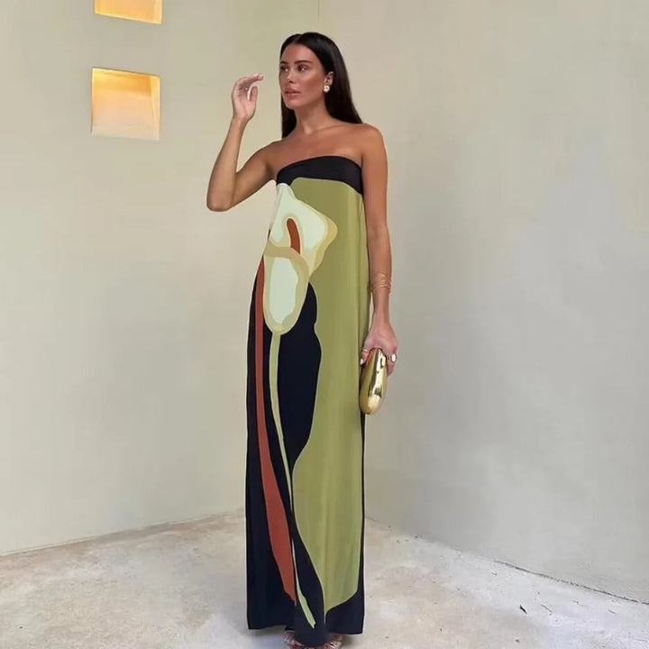 Megan - lange off-shoulder maxi jurk